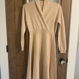 Elegant Tan Wrap Dress